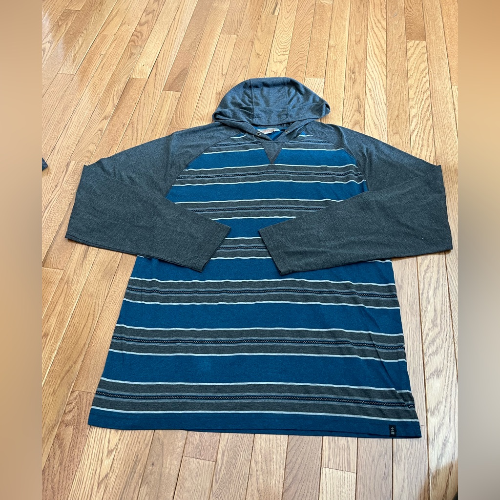 Burnside Men's Striped Hooded Long Sleeve Shirt Size Xxl